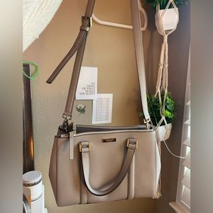 Kate Spade light grey leather satchel purse